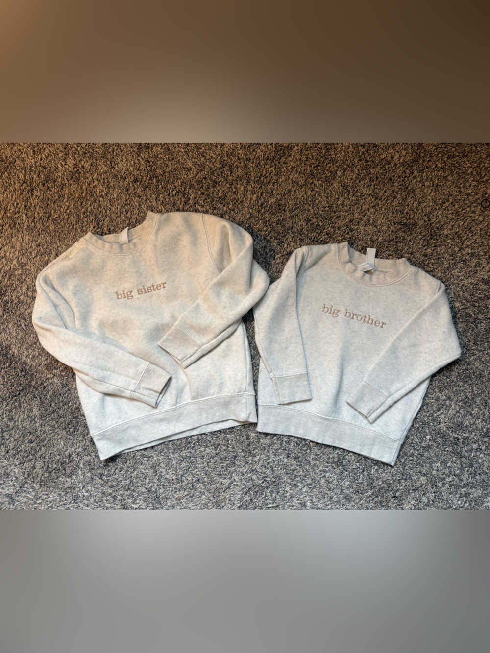 Big Sister / Big Brother Light Beige Kids Sweatshirt Set